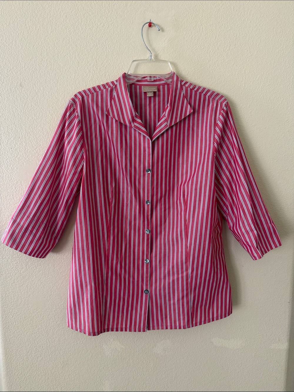 Nordstrom Red and White Striped Button-Down Shirt